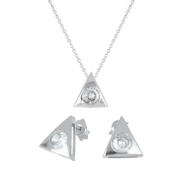 srebrna biżuteria trójkąt cyrkonia