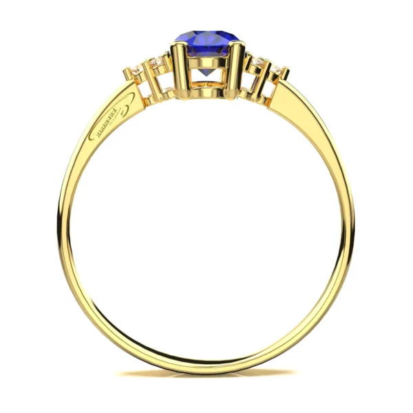 pierścionek złoty z szafirem i brylantami