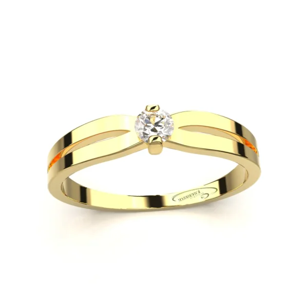 pierścionek zaręczynowy, złoty z brylantem