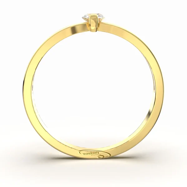 pierścionek zaręczynowy, złoty z brylantem