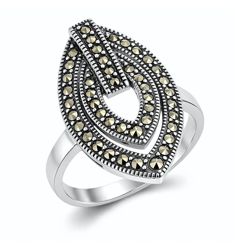 Srebrny pierścionek z markazytami