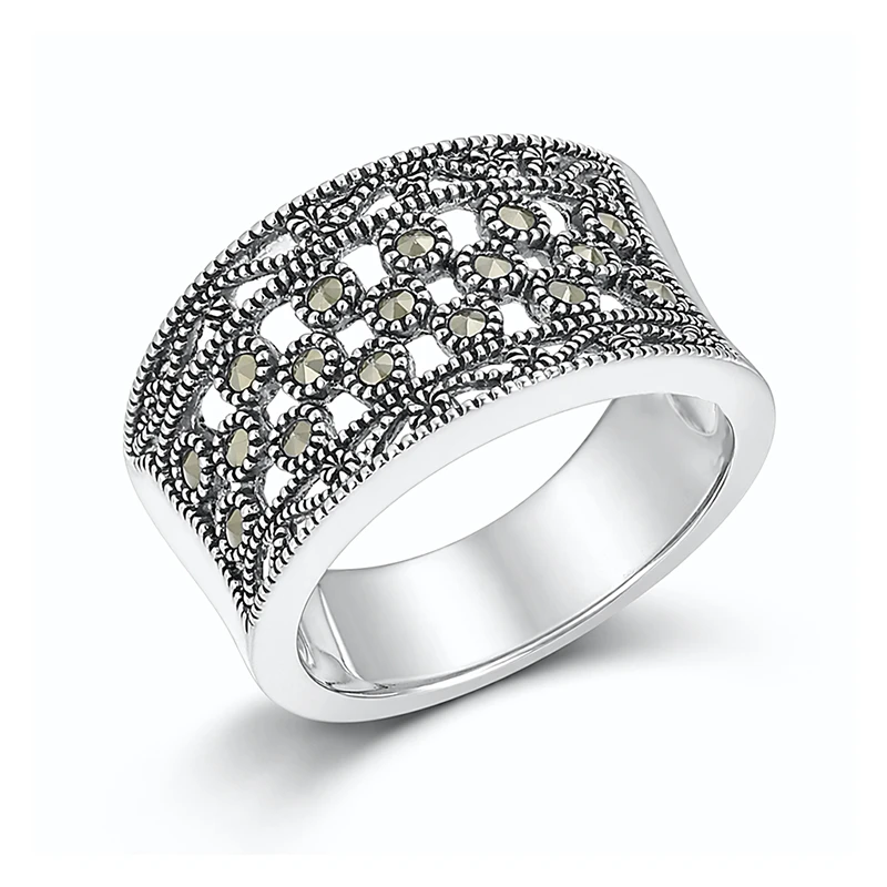 Srebrny pierścionek z markazytami